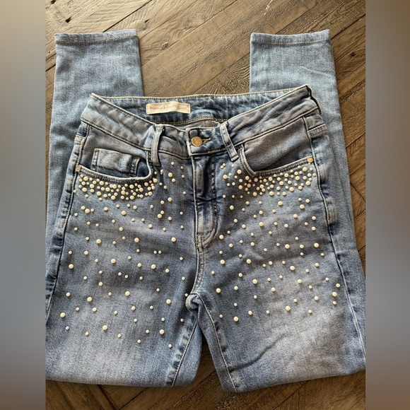 Pilcro & The Letterpress Pearl Embellished Jeans, 13.5” waist. - Picture 3 of 10